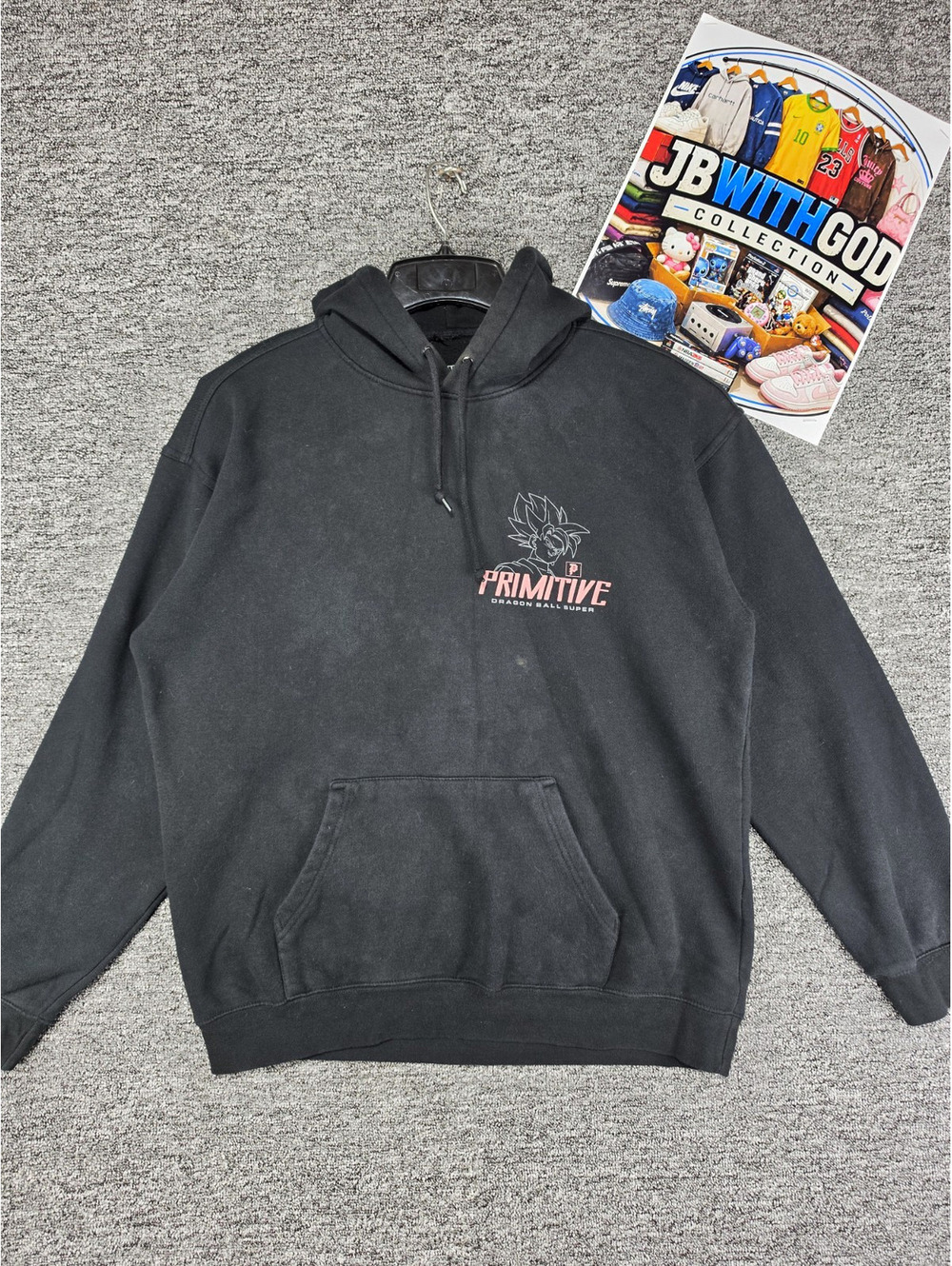 Primitive x Dragon Ball Super Goku Black Rose Hoodie Mens L Black Anime